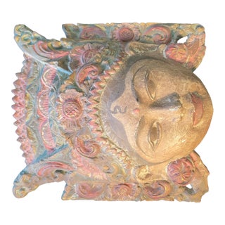 Vintage Balinese Hand-Carved Wooden Deity Mask For Sale
