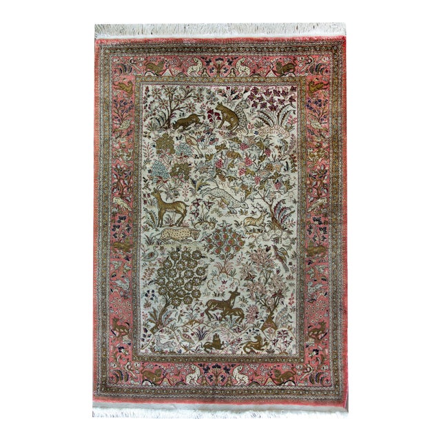 Mid-20th Century Persian Silk Qum Rug For Sale