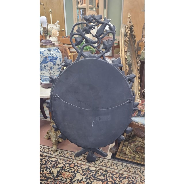 Rustic European 1990s Fine Decorative Black Forest Style Bird & Vine Mirror For Sale - Image 3 of 10