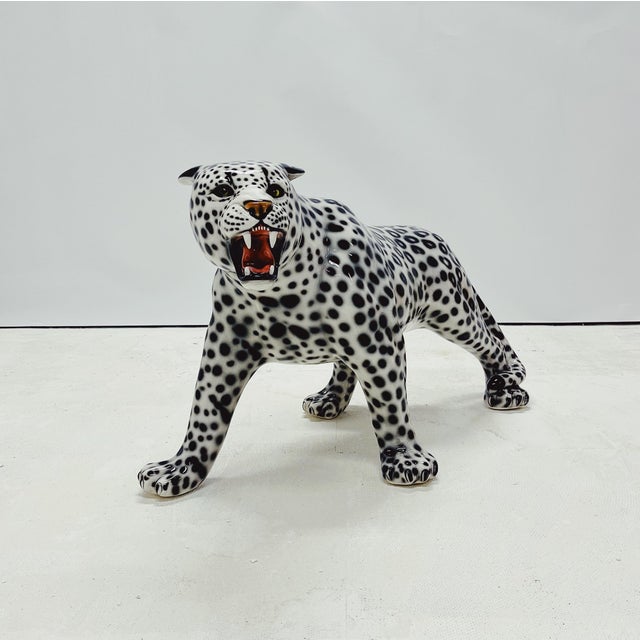 Snow Leopard Figurine in Ceramic by Ceramiche Boxer | Chairish