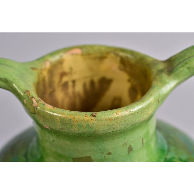 Large French Early 20th Century Green Pot With Spout Handle For Sale - Image 10 of 11