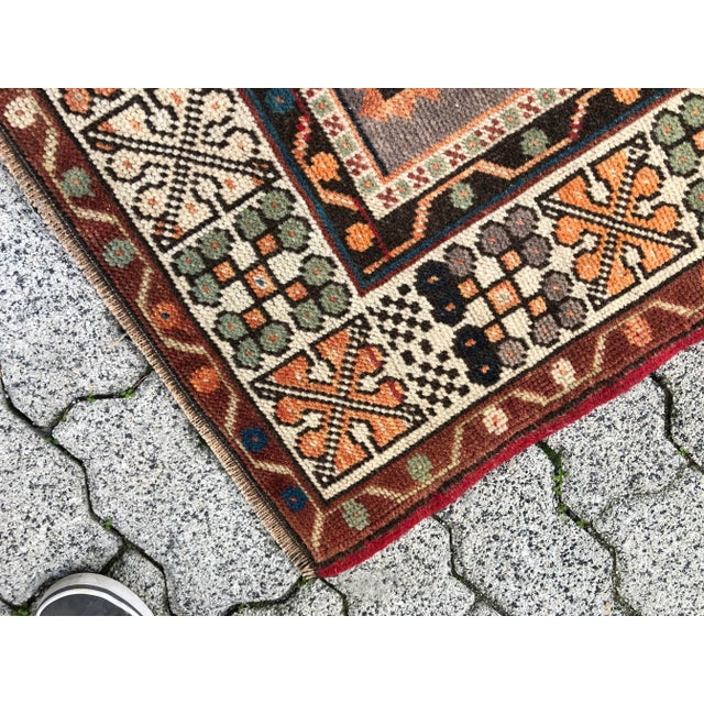 1960s Geometric Wool Turkish Oushak Rug For Sale - Image 4 of 11