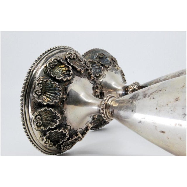Silver Shell-Shaped Jugs with Pearly Floral Motifs For Sale - Image 3 of 11