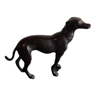 1980s Solid Bronze Greyhound Doggie Figurine For Sale