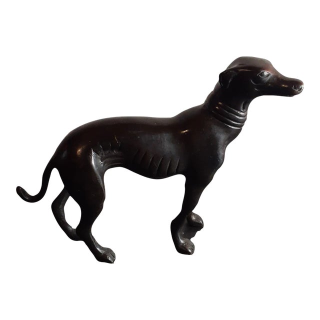 1980s Solid Bronze Greyhound Doggie Figurine For Sale