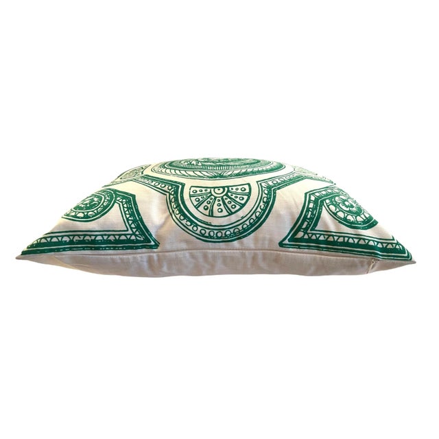 Contemporary Italy Inspired Medallion Filigree Green Pillow Cover For Sale - Image 4 of 6