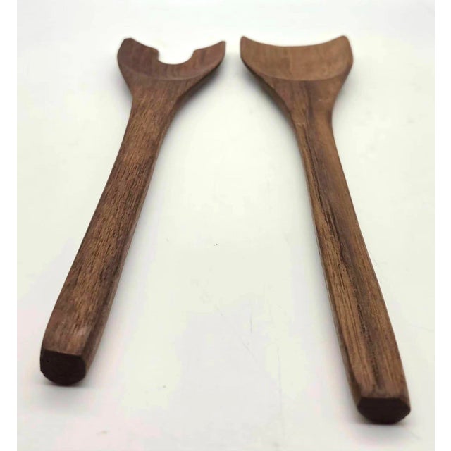Wood 1970s Teak Wood Salad Serving Utensils, a Pair For Sale - Image 7 of 10