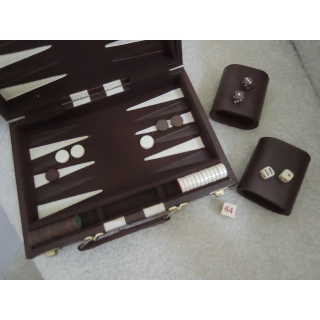 Backgammon Board Game in Leatherette Briefcase, 1970s For Sale In Chicago - Image 6 of 12