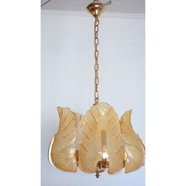 1960s Scandinavian Brass Ice Glass Five-Light Chandelier from Carl Fagerlund, 1960s For Sale - Image 5 of 11