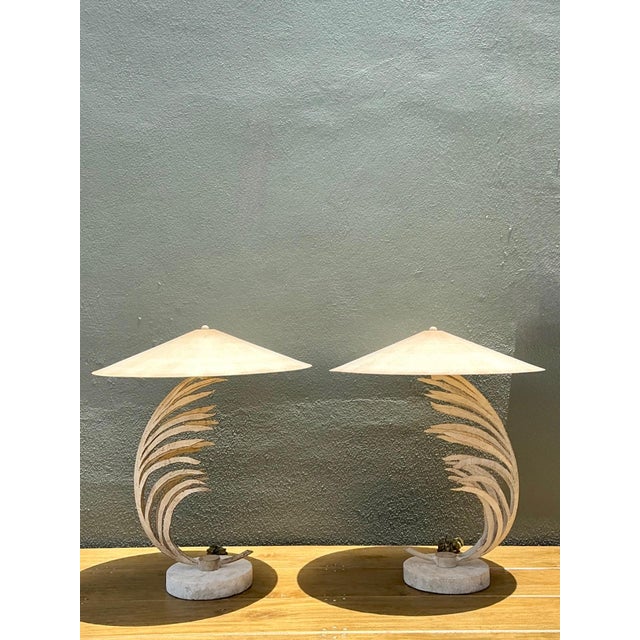 Vintage Michael Taylor Palm Frond Table Lamps - Pair For Sale In West Palm - Image 6 of 13