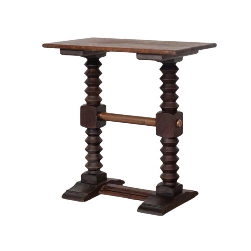 Charles Dudouyt 1940s French Wood and Copper Side Table by Charles Dudouyt For Sale - Image 4 of 16