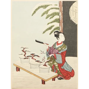 1963 After Harunobu "Adaptation From the Potted Tree Drama", Full-Color Print From Japan
