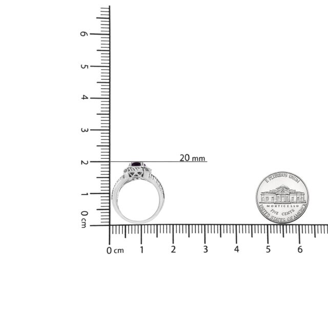 Metal .925 Sterling Silver Prong Set Natural Oval Shape 9X7 MM Purple Amethyst Solitaire and Diamond Accent Ring - Ring Size 9 For Sale - Image 7 of 7