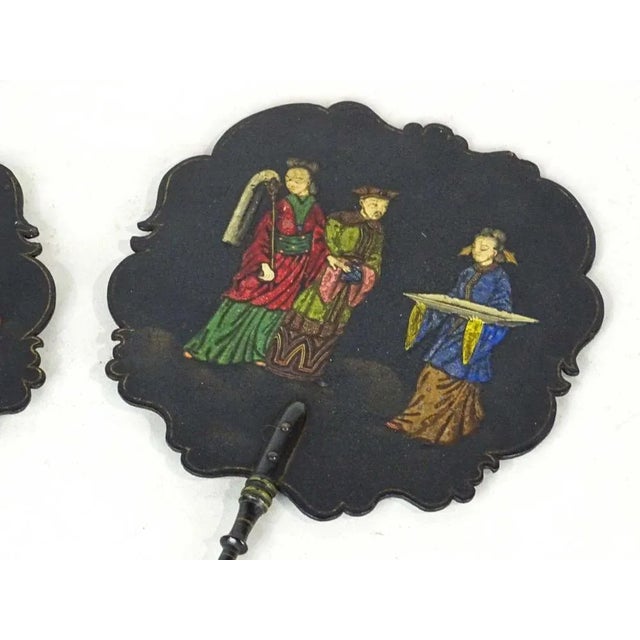 Late 18th Early 19th Century Asian Chinese Paper Papier Mache Fans - a Pair For Sale In New York - Image 6 of 8