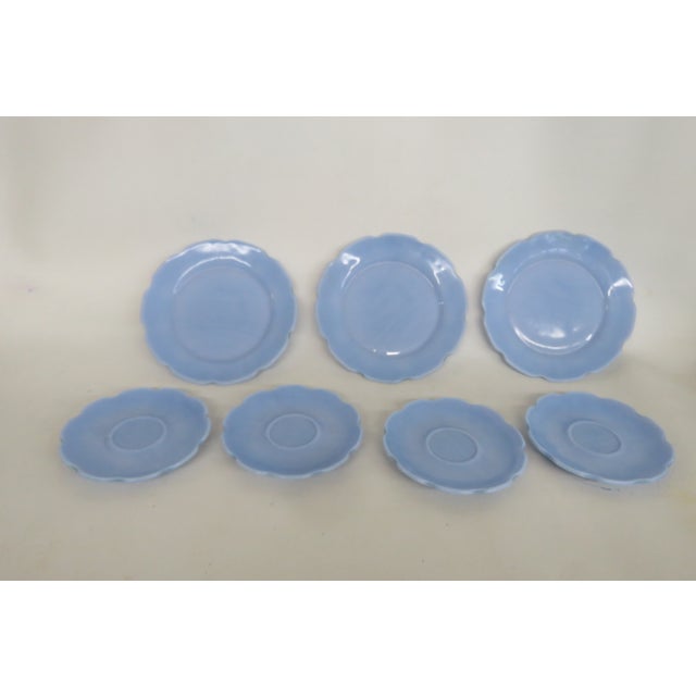 This beautiful Set of 7 Small Plates is made of milk glass. This gorgeous set features a lovely shade of pastel blue known...