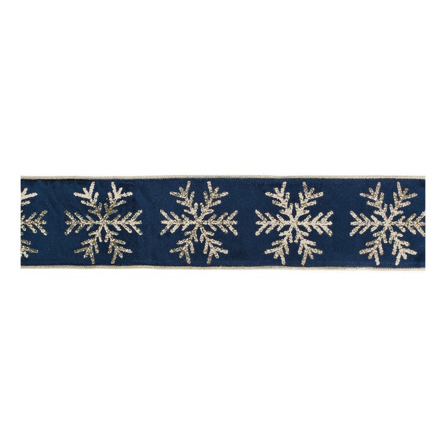 Snowflake Velvet Wired Ribbon 4" x 5 Yds. For Sale