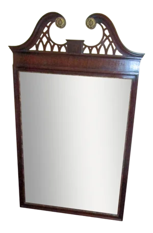 American Mahogany Federal Style Broken Pediment Wall Hanging Mirror