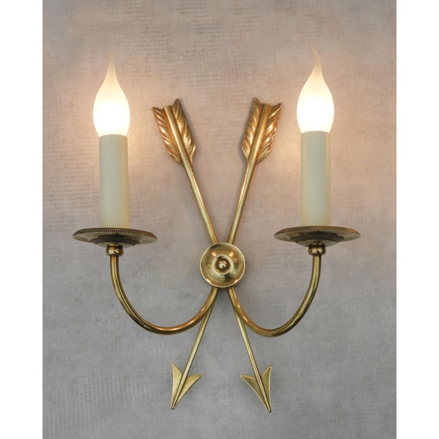 1960s Neoclassical Crossed Arrow Wall Lights from Maison Jansen, 1960, Set of 2 For Sale - Image 5 of 10