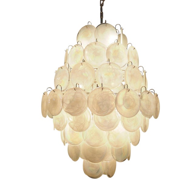 Italian Iridescent Murano Glass Disc Chandelier from Justfurnituress For Sale - Image 10 of 17