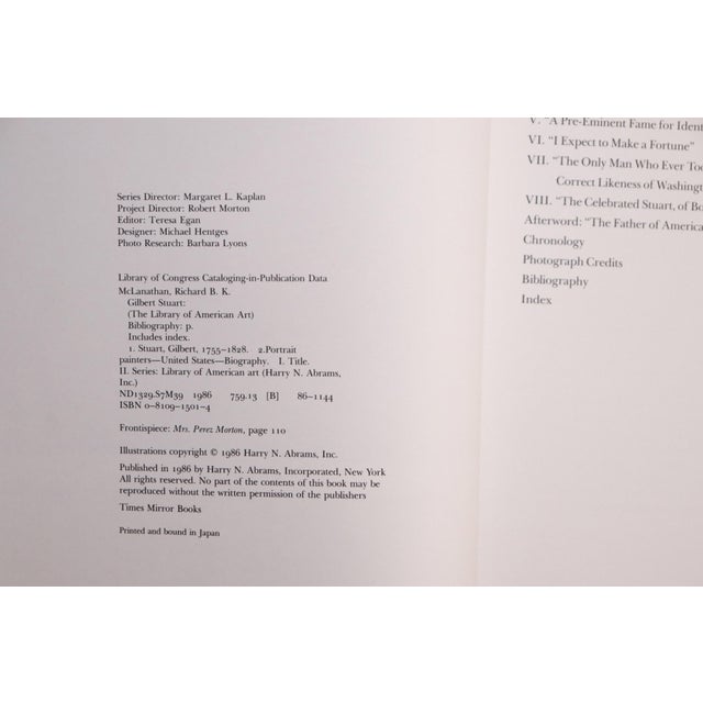 Gilbert Stuart by Richard McLanathan. Hardcover book with dustjacket, published in 1986 by Harry N. Abrams, Inc. Of New...