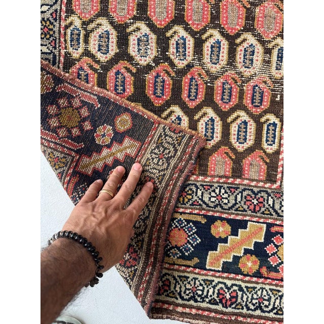 Textile Antique Runner with Artistic Paisley Motifs Rug 3 x 10.8 For Sale - Image 7 of 10