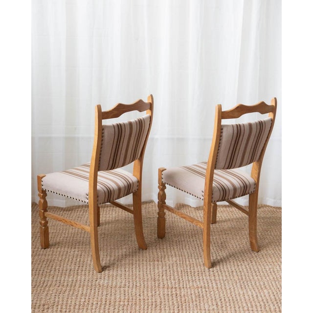 1970s Henning Kjaernfulf Style Danish Oak Dining Chairs With Wool Upholstery - Set of 6 For Sale - Image 17 of 18