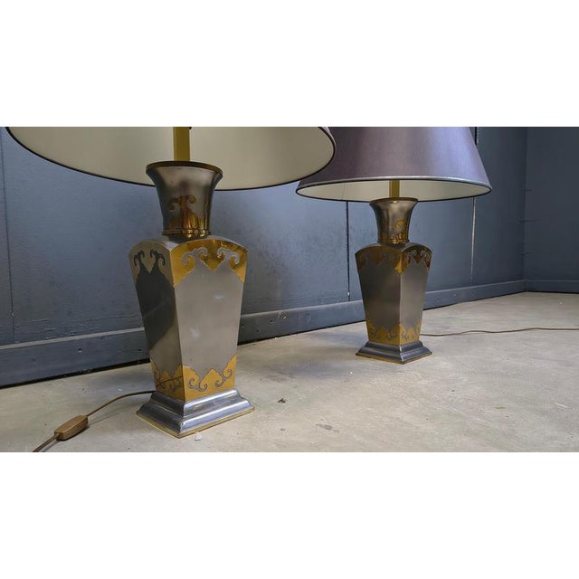 Metal Vintage Pewter Table Lamps, 1970s, Set of 2 For Sale - Image 7 of 12