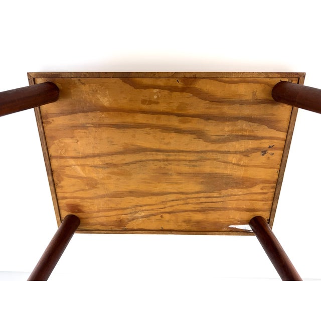 Danish Modern Mid-Century Mosaic Tile Top Side Table With Tapered Legs & Brass Sabots For Sale - Image 9 of 9