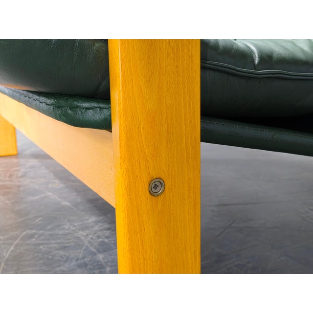 Mid-Century Modern Green Leather Two-Seat Sofa, Czechoslovakia, 1970s For Sale - Image 12 of 15