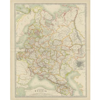 Antique Map of Russia in Europe by Johnston, 1909 For Sale