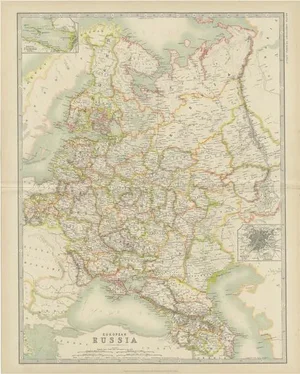 Antique Map of Russia in Europe by Johnston, 1909