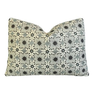 Designer China Seas Quadrille Barbados Flower Floral Feather/Down Pillow 22" X 17" For Sale