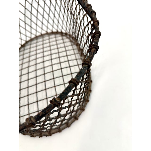 Black Vintage French Wire Gathering Basket W/ Wooden Grip For Sale - Image 8 of 9