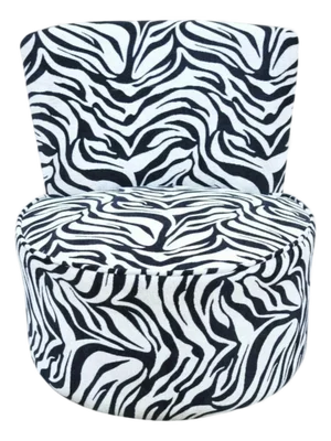 Late 20th Century Contemporary Modern Zebra Print Upholstered Round Swivel Club Lounge Chair