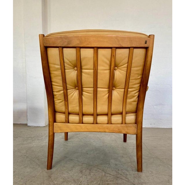 Vintage Swedish Tan Leather and Wood Lounge Chair by Göte Möbler, 1970s For Sale - Image 13 of 18