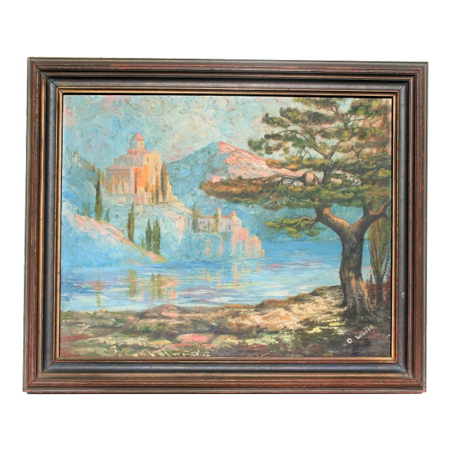 Italian Villa, Vintage Oil Painting For Sale