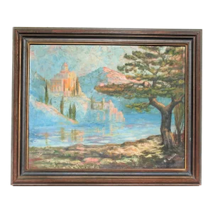 Italian Villa, Vintage Oil Painting