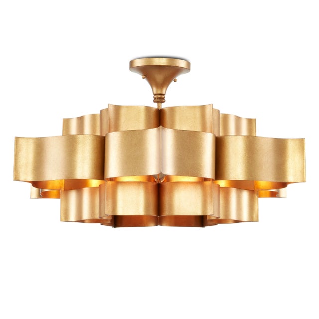 Traditional Currey & Company Grand Lotus Gold Large Chandelier For Sale - Image 3 of 8