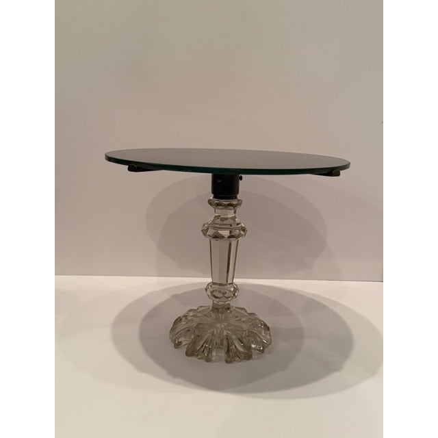 Traditional Round Cut Crystal Base Side Table For Sale - Image 3 of 11