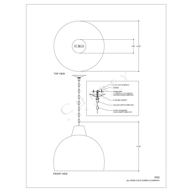 Currey & Company Currey & Company Earthshine Steel Large Pendant For Sale - Image 4 of 5