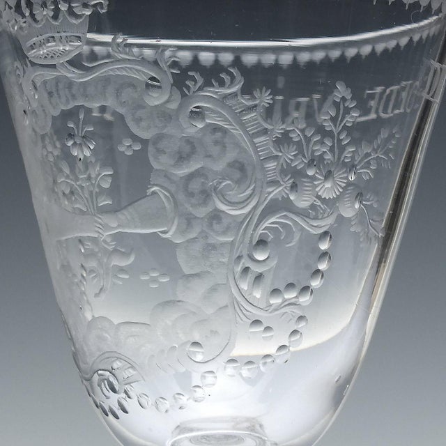 Antique Engraved Light Baluster Wine Glass, 1750 For Sale - Image 4 of 10