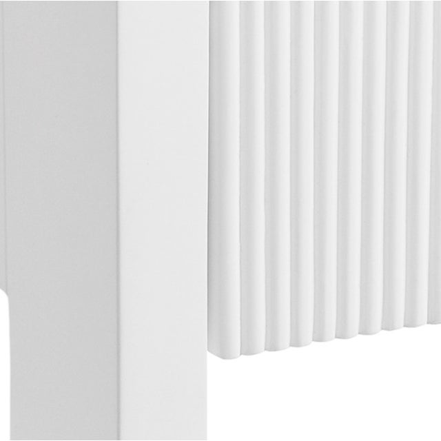 2020s Matthew Izzo Home Davie Fluted Matte White and Antique Brass Two Drawer Etagere For Sale - Image 5 of 7