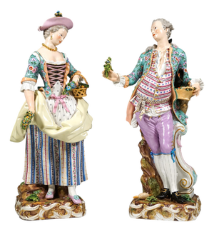 Large Gardener Figurines attributed to Kaendler & Schoenheit for Meissen, 1860s, Set of 2