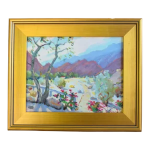 Silvio Silvestri, Listed Artist Mountain Landscape Oil Painting W/ Antiqued Gold Wood Frame