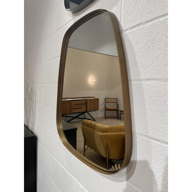 Mid-Century Modern Free Form Mirror with Brass Frame For Sale - Image 3 of 3