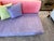 Lavender Micro-Suede + Rose Pink Leather Chaise Sofa For Sale - Image 9 of 12