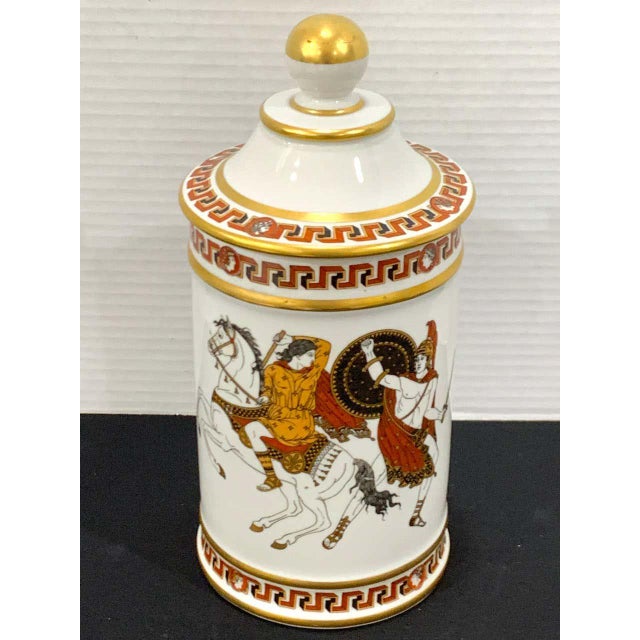 Early 20th Century French Greek Revival Porcelain Apothecary Jar For Sale In West Palm - Image 6 of 10