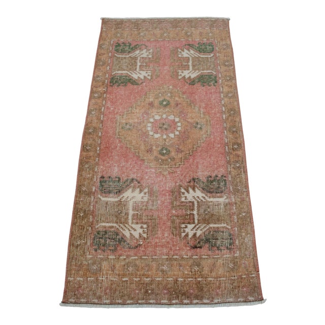 1970s 1970s Hand Made Small Turkish Rug. DoorMat Entry Decor Kitchen Mat Baht Rug - 21'' X 43'' For Sale - Image 5 of 13