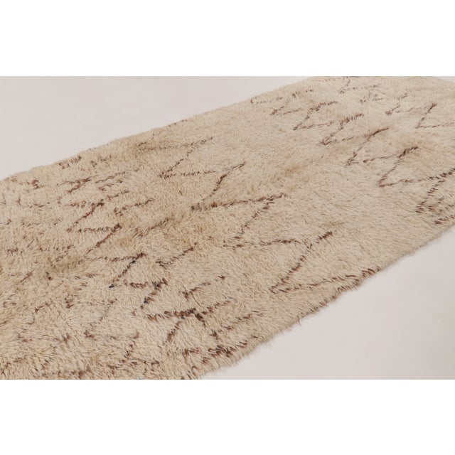 Traditional Vintage Moroccan Shag Runner With Berber Motifs in Beige & Brown - Rug & Kilim For Sale - Image 3 of 8