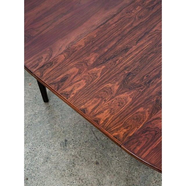 Wood 1960s Mid Century Danish Modern Dining Table Oval Rosewood Extension X1 Denmark Round For Sale - Image 7 of 12
